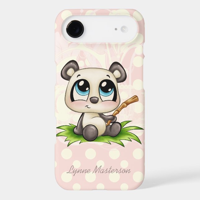 Personalised panda pink polkadots iPhone 6 case (Back)