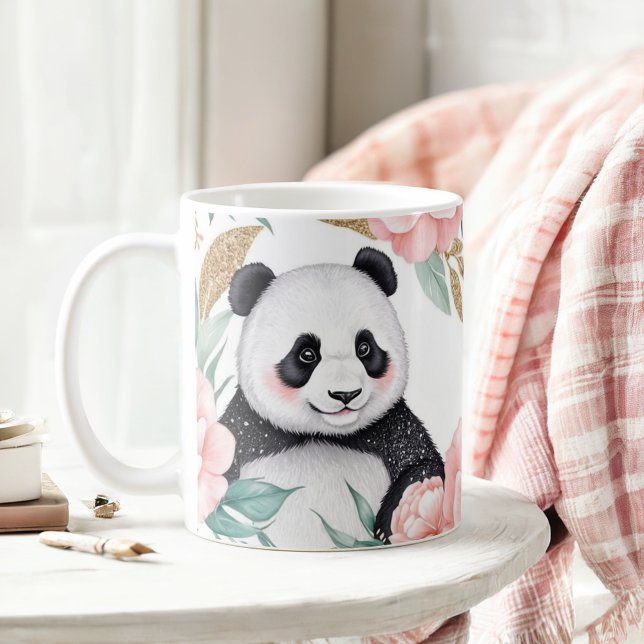 Personalised Panda with Floral Frame Coffee Mug (Creator Uploaded)