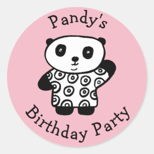 Personalised Pandy the Panda Birthday Party Classic Round Sticker