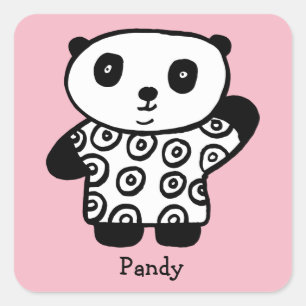 Personalised Pandy the Panda Square Sticker