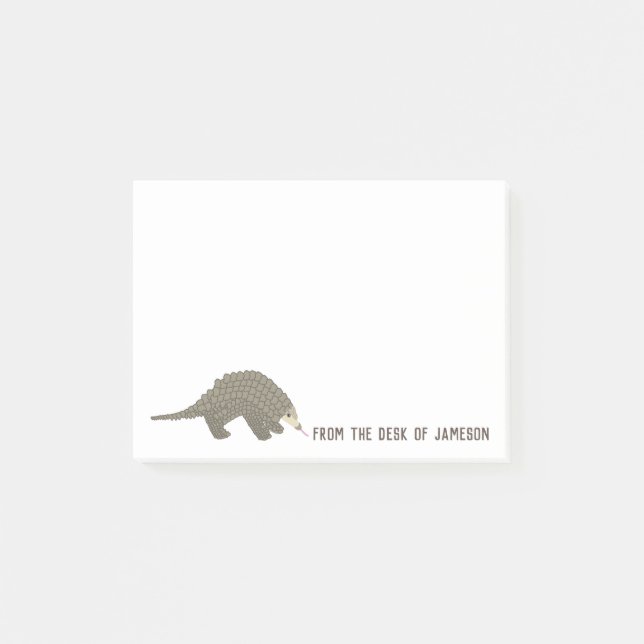 Personalised Pangolin Post-It Notes Pad (Front)
