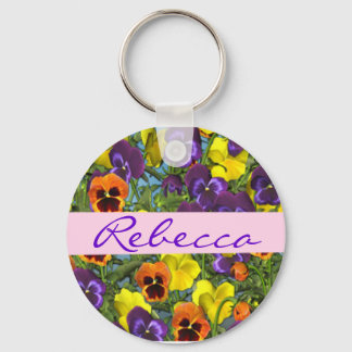 Personalised Pansies Floral Keychain
