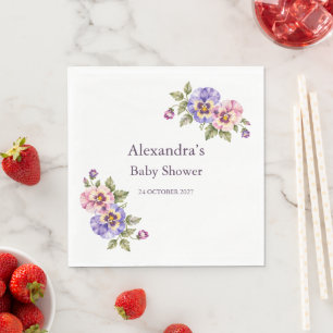 Personalised Pansy Floral Paper Party Napkins