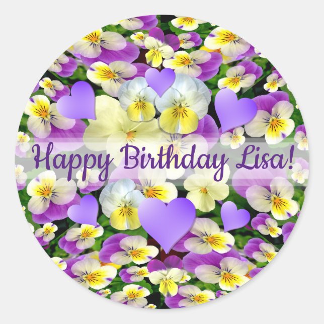 Personalised Pansy Perfect Classic Round Sticker (Front)