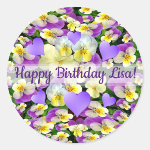 Personalised Pansy Perfect Classic Round Sticker