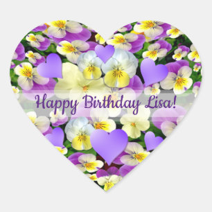 Personalised Pansy Perfect Heart Sticker
