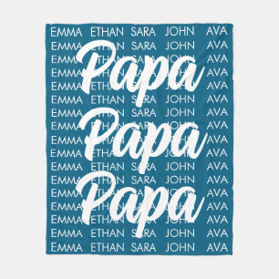 Personalised Papa Custom Grandkids Names Fleece Blanket