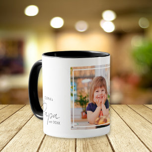 Personalised Papa Est Year Grandkid Name Photo Mug