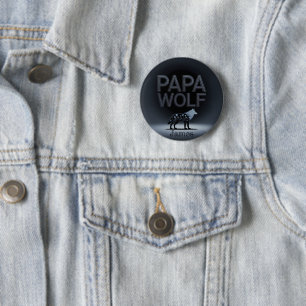Personalised Papa Wolf Nature Silhouette 6 Cm Round Badge
