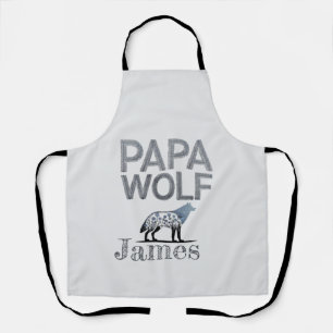Personalised Papa Wolf Nature Silhouette Apron