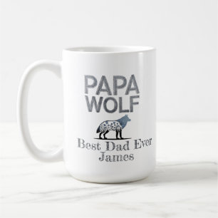 Personalised Papa Wolf Nature Silhouette Coffee Mug