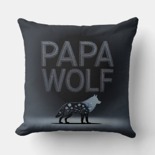 Personalised Papa Wolf Nature Silhouette Cushion
