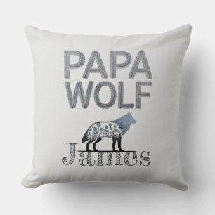 Personalised Papa Wolf Nature Silhouette Cushion