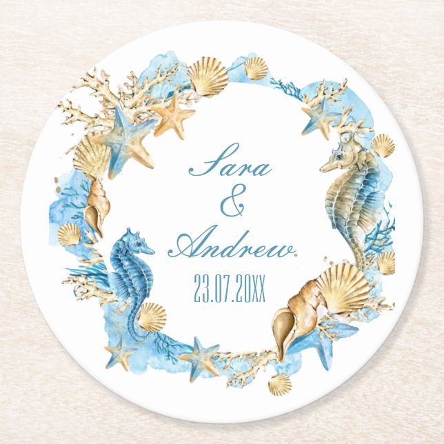 Personalised Paper Coasters - Sealife (Front)
