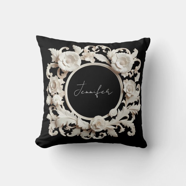 personalised paper flower frame  cushion (Front)