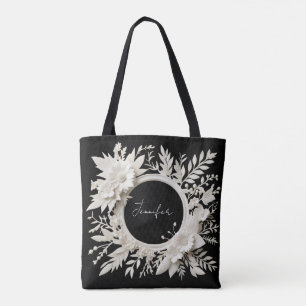 personalised paper flower frame tote bag