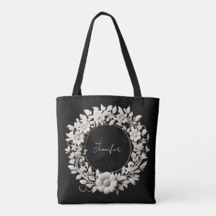 personalised paper flower frame tote bag 