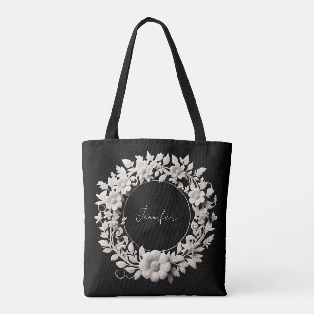 personalised paper flower frame tote bag  (Back)