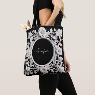 personalised paper flower frame tote bag