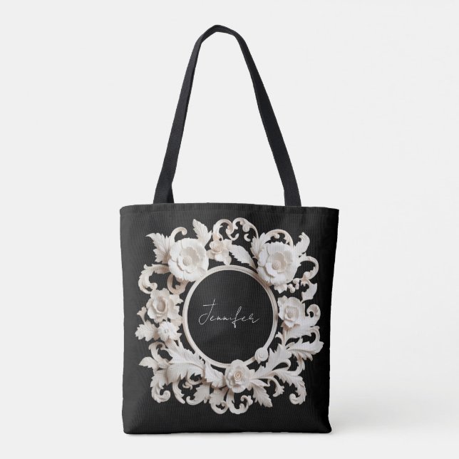 personalised paper flower frame tote bag  (Back)