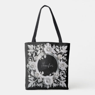 personalised paper flower frame tote bag