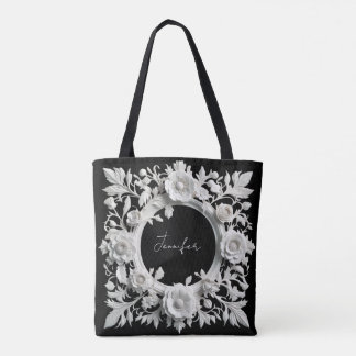 personalised paper flower frame tote bag 