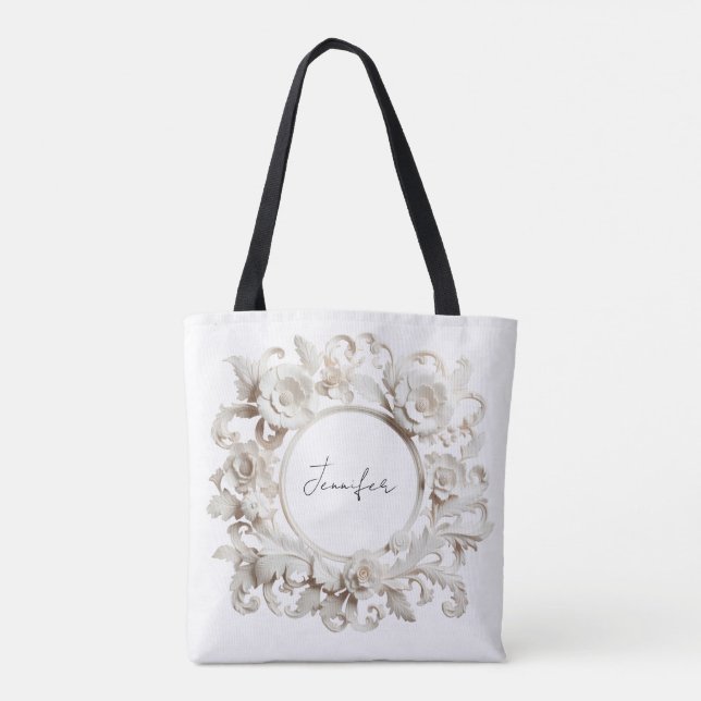 personalised paper flower frame tote bag  (Back)