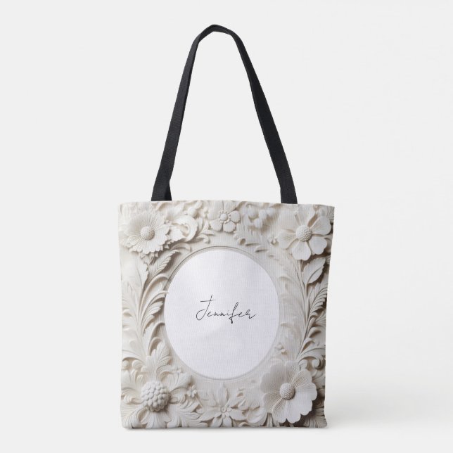 personalised paper flower frame tote bag  (Back)