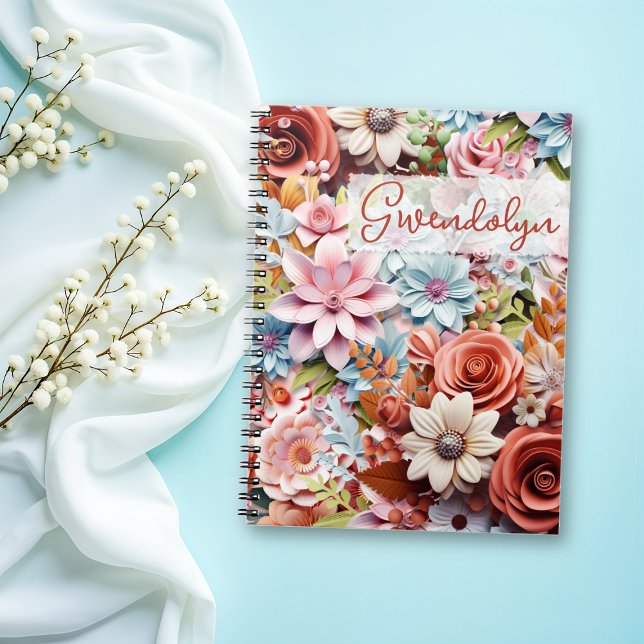 Personalised Paper Flowers spiral bound Notebook (Creator Uploaded)