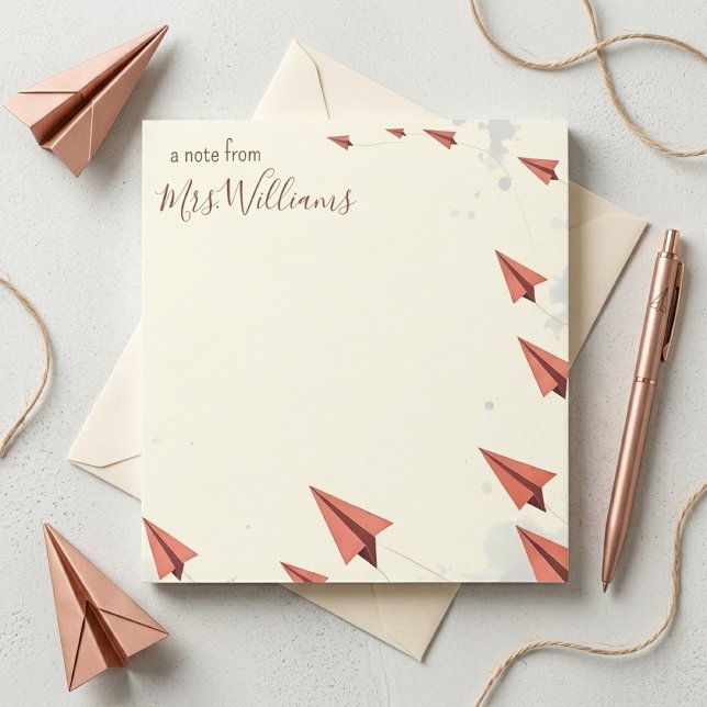 Personalised Paper Plane Frame Teacher Gift Notepad (Creator Uploaded)