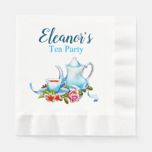 Personalised Paper Tea Party Napkins with Flowers