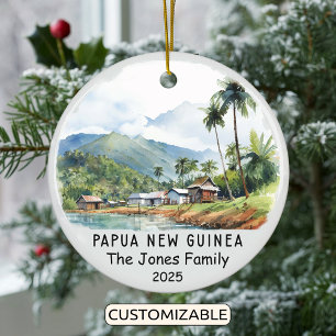 Personalised Papua New Guinea Ornament, Oceania Ceramic Tree Decoration