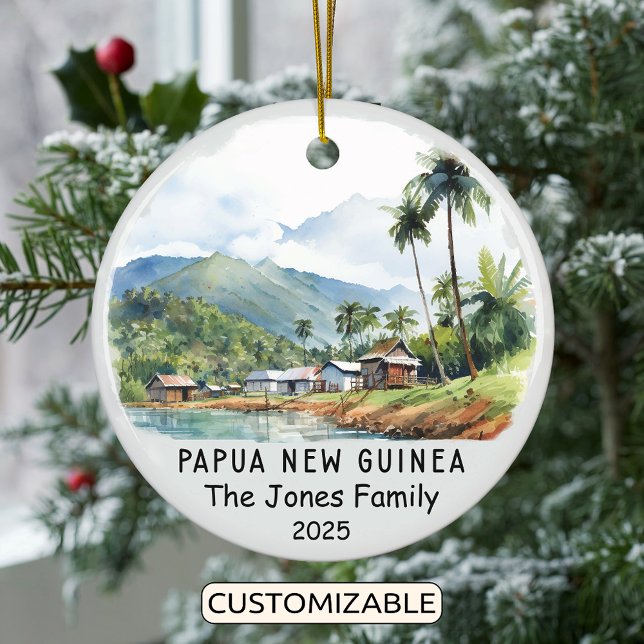 Personalised Papua New Guinea Ornament, Oceania Ceramic Tree Decoration (Creator Uploaded)