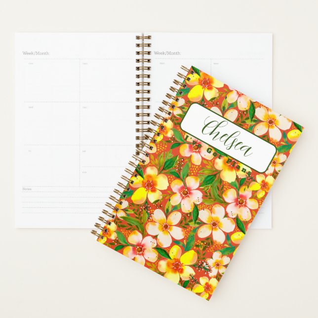Personalised Paradiso Calido Tangerine Floral Planner (Display)