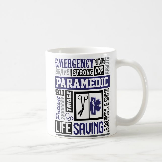 Personalised Paramedic SymbolS Words Coffee Mug (Right)