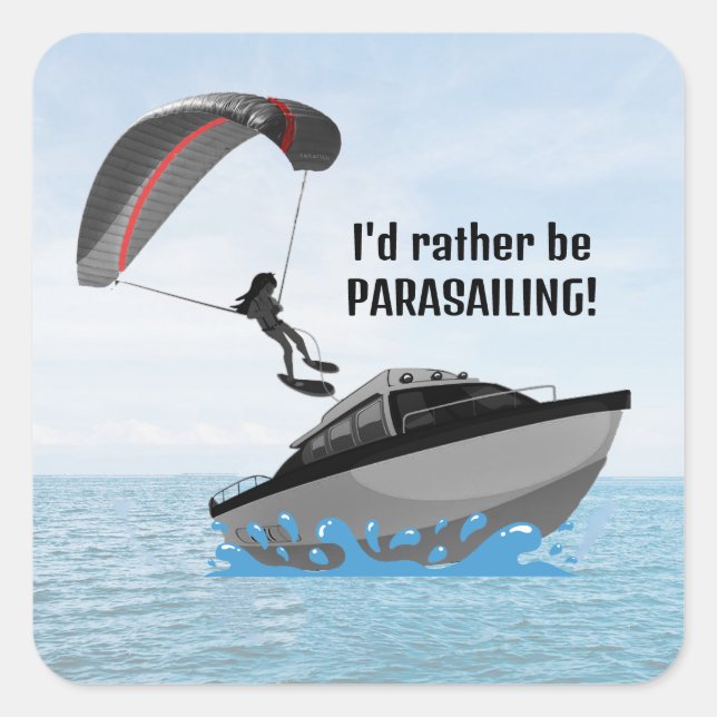 Personalised Parasailing  Square Sticker (Front)