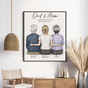 Personalised Parents Family Pencil Art Poster
