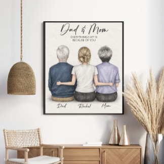 Personalised Parents Family Pencil Art Poster