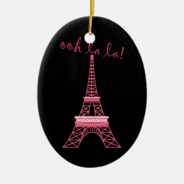 Personalised Paris Eiffel Tower Christmas Ornament (Front)