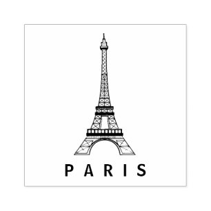 Personalised Paris Eiffel Tower France Vintage     Rubber Stamp
