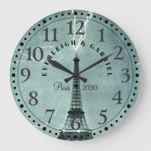 Personalised Paris Eiffel Tower Large Clock