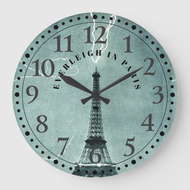 Personalised Paris Eiffel Tower Large Clock (Front)