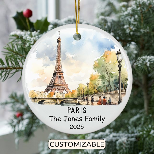 Personalised Paris Ornament, France Ceramic Tree Decoration (Creator Uploaded)