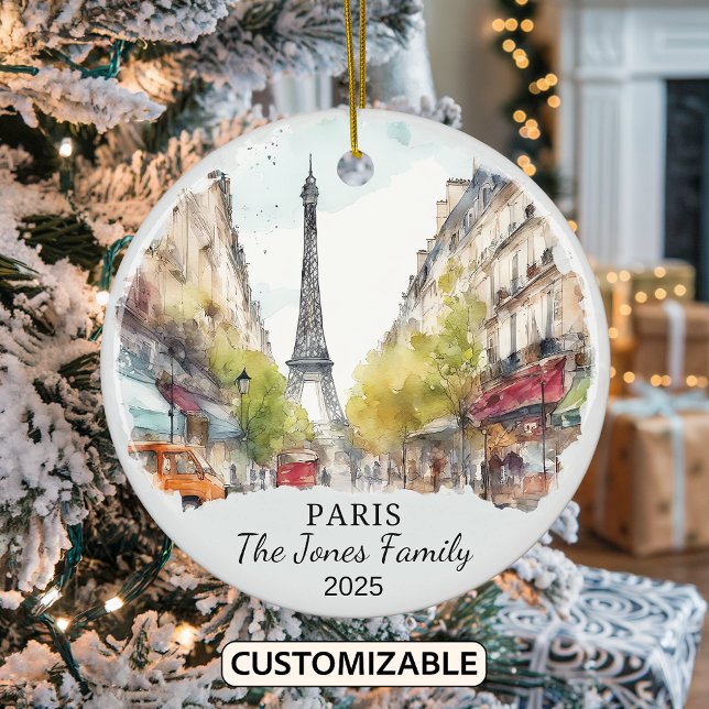 Personalised Paris Ornament, France Gift Ceramic Tree Decoration (Creator Uploaded)