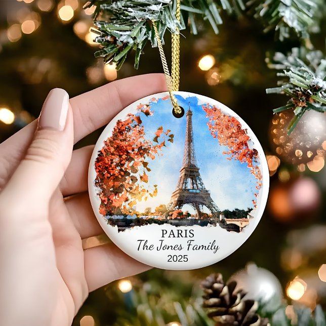 Personalised Paris Ornament, France Gift Ceramic Tree Decoration (Creator Uploaded)