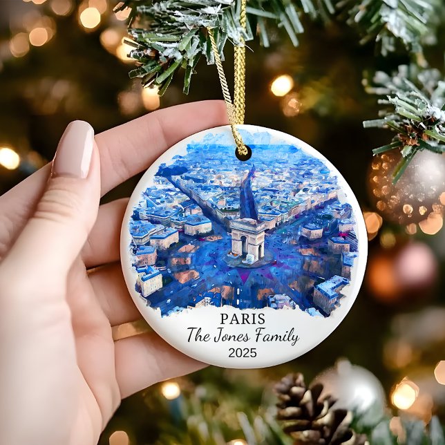 Personalised Paris Ornament, France Gift Ceramic Tree Decoration (Creator Uploaded)
