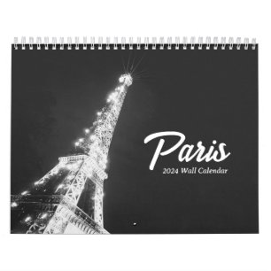 Personalised Paris Travel Minimalist Black & White Calendar