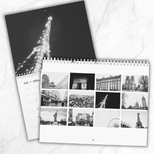 Personalised Paris Travel Minimalist Black & White Calendar