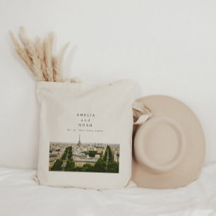 Personalised Paris Wedding Watercolor Tote Bag
