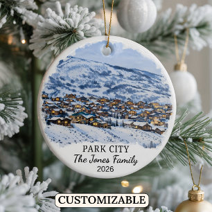 Personalised Park City Ornament, Custom Utah Ceram Ceramic Tree Decoration